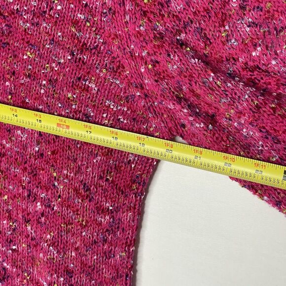 Rainbow Knit Pink Sweater Large Colourful Chunky Roll Neck Jumper Hippie Boho - Picture 10 of 13